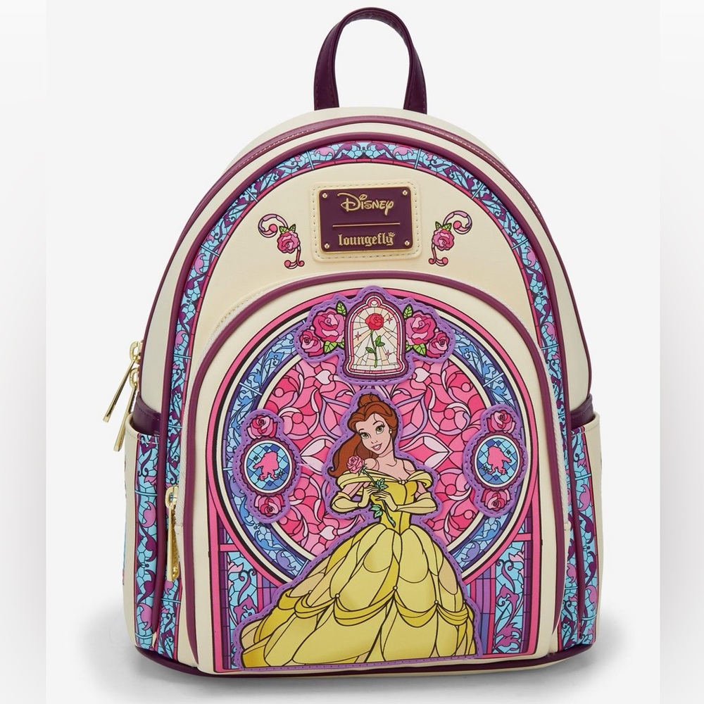Loungefly Disney Beauty and the Beast Belle Stained Glass Portrait Mini Backpack